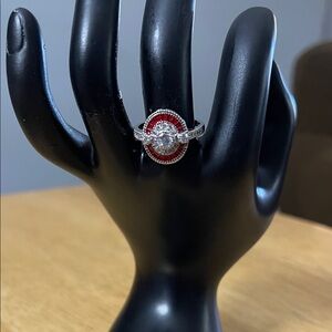 Elegant Silver and Red Gemstone Ring